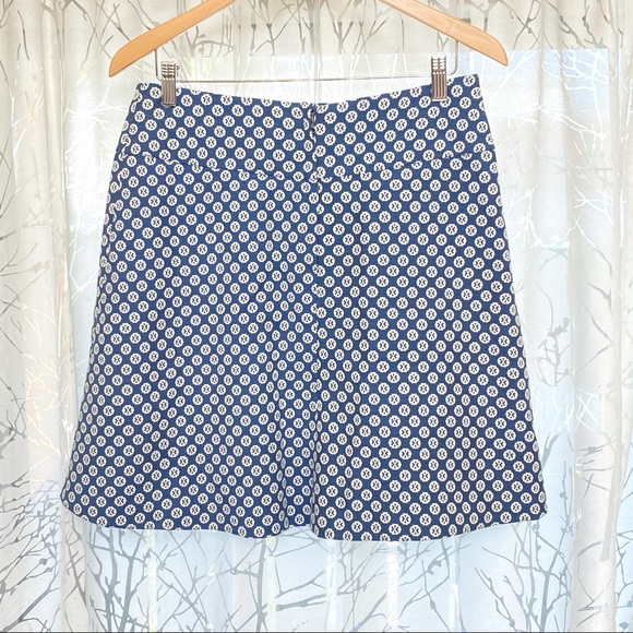 Anthropologie Maeve blue white print high rise fourth street swing pleated skirt - Picture 5 of 7